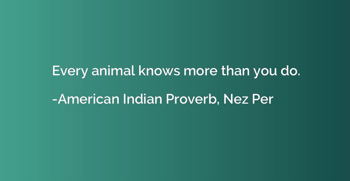 Every animal knows more than you do.
