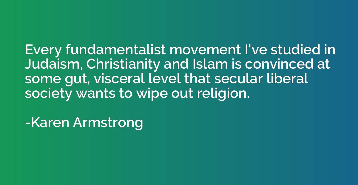Every fundamentalist movement I've studied in Judaism, Chris