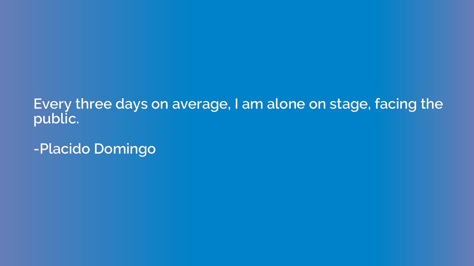Every three days on average, I am alone on stage, facing the