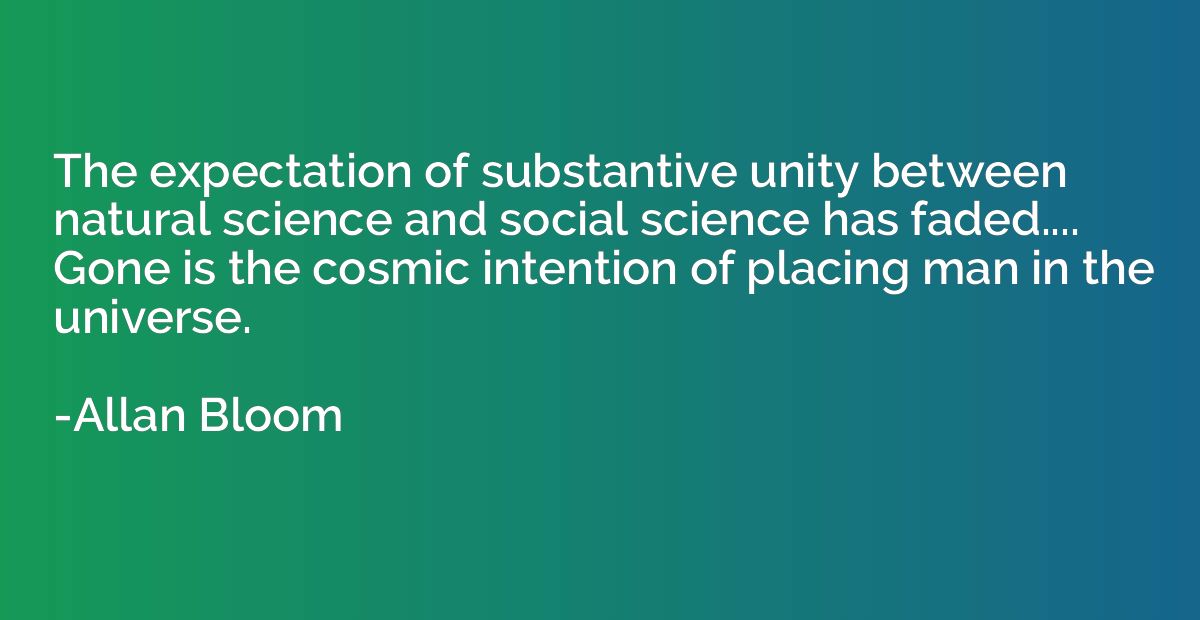 The expectation of substantive unity between natural science