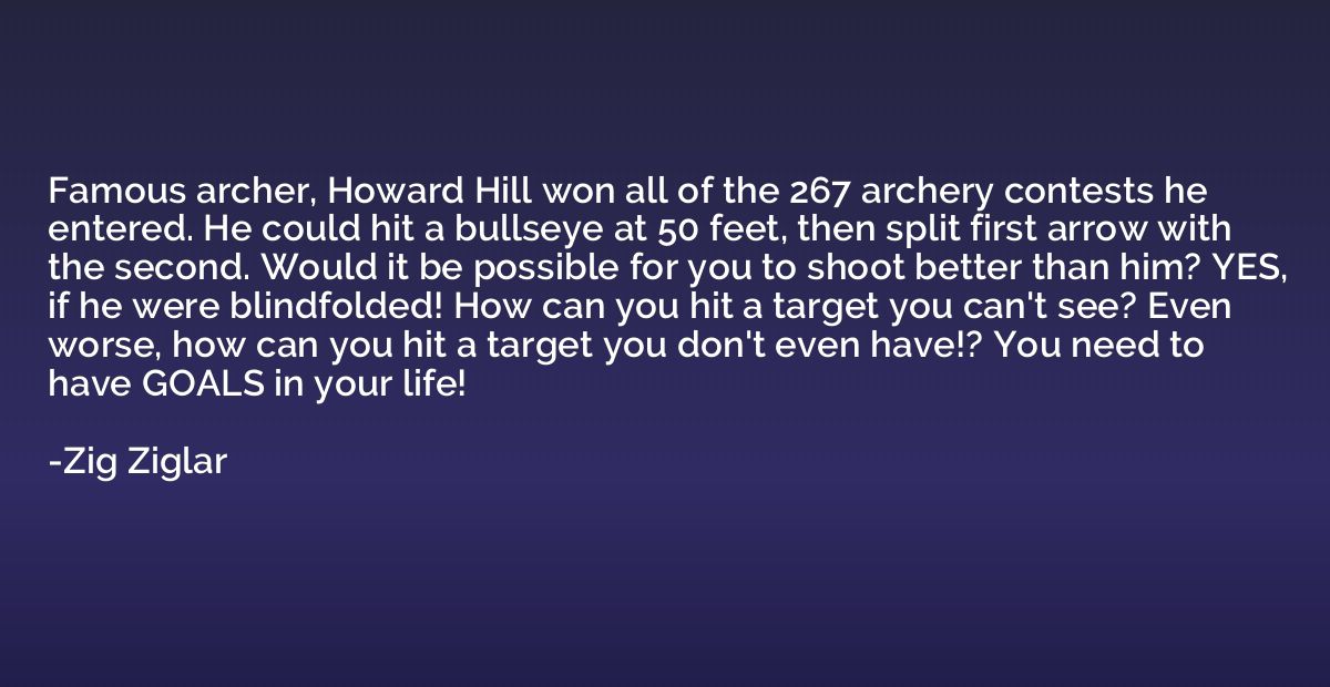 Famous archer, Howard Hill won all of the 267 archery contes