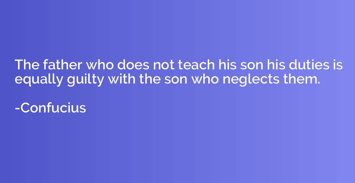 The father who does not teach his son his duties is equally 