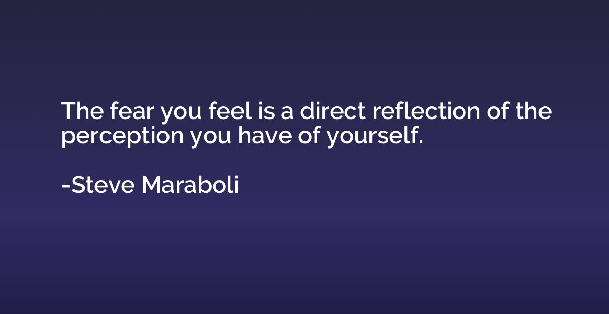 The fear you feel is a direct reflection of the perception y