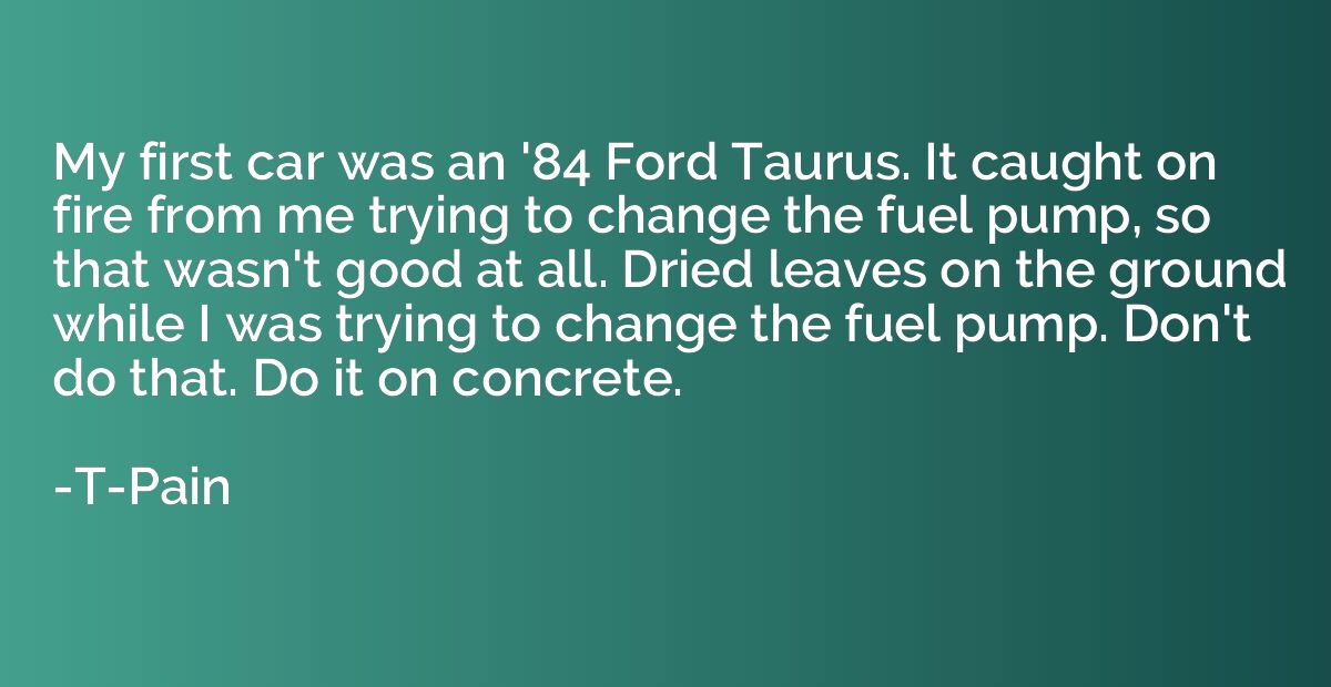 My first car was an '84 Ford Taurus. It caught on fire from 