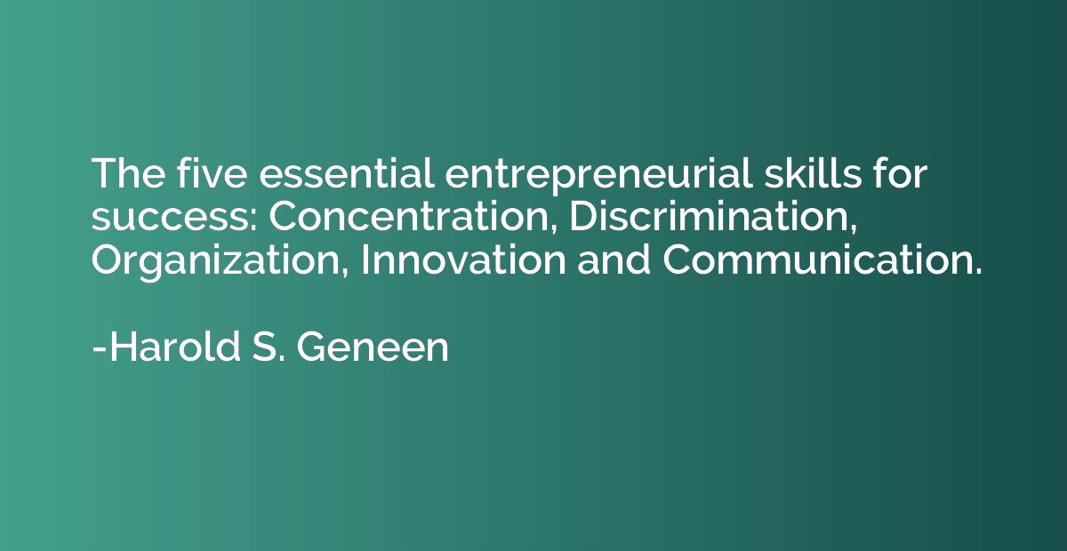 The five essential entrepreneurial skills for success: Conce