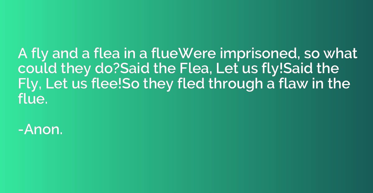 A fly and a flea in a flueWere imprisoned, so what could the