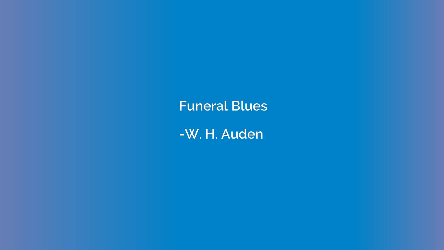 Funeral Blues