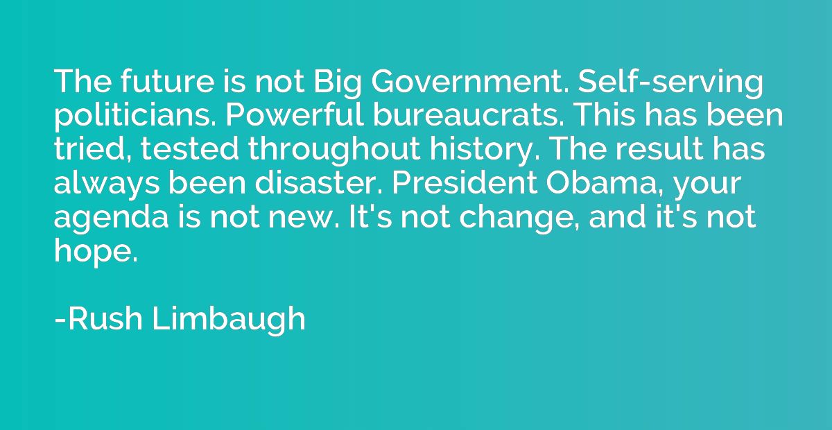 The future is not Big Government. Self-serving politicians. 