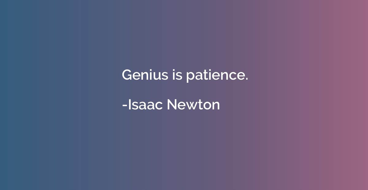 Genius is patience.