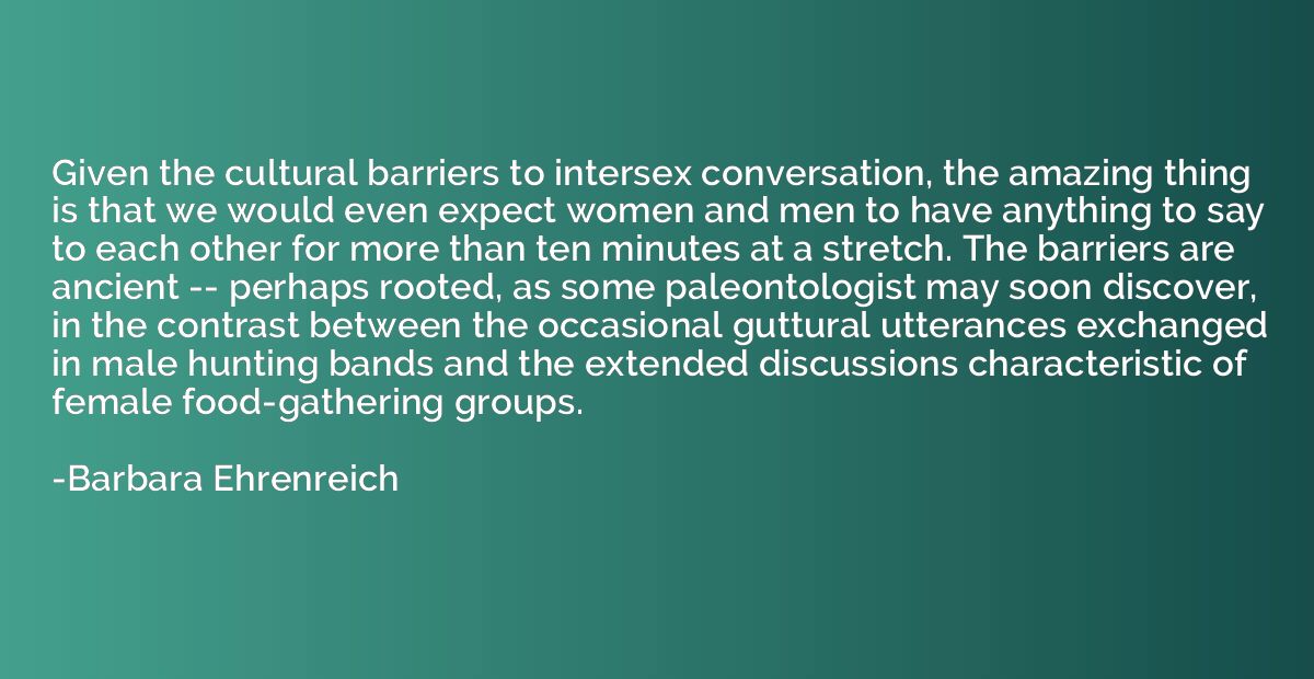 Given the cultural barriers to intersex conversation, the am