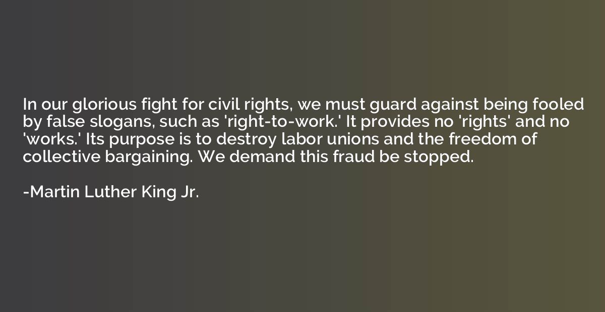 In our glorious fight for civil rights, we must guard agains