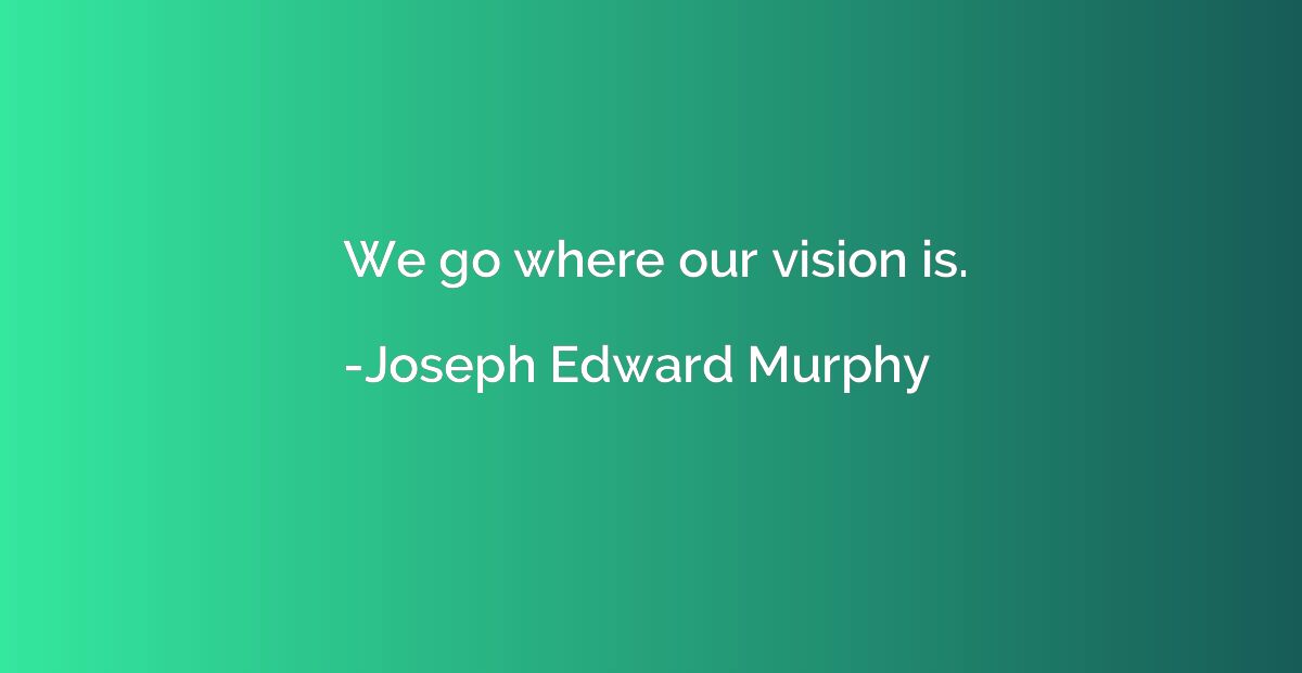 We go where our vision is.