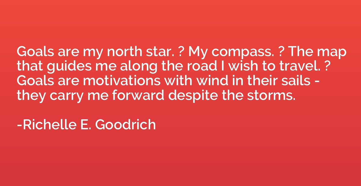 Goals are my north star. ? My compass. ? The map that guides