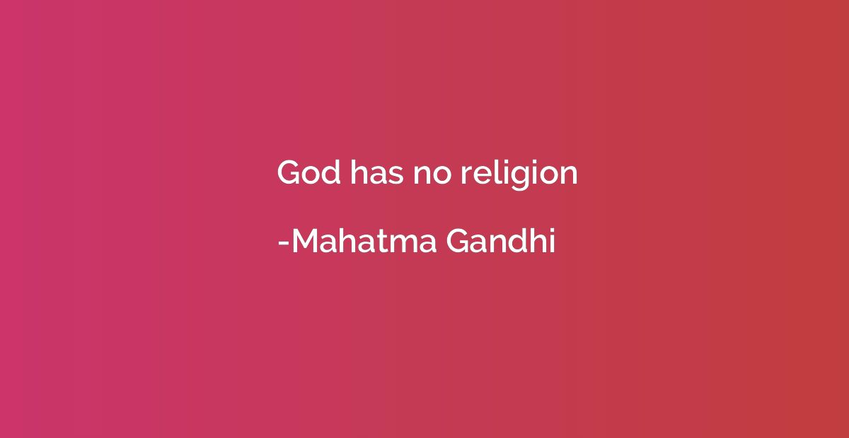 God has no religion