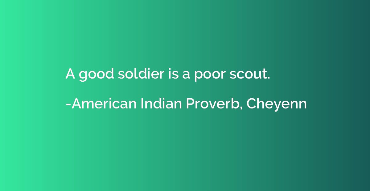 A good soldier is a poor scout.