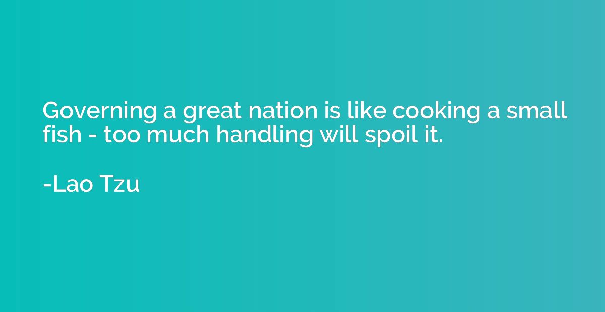 Governing a great nation is like cooking a small fish - too 