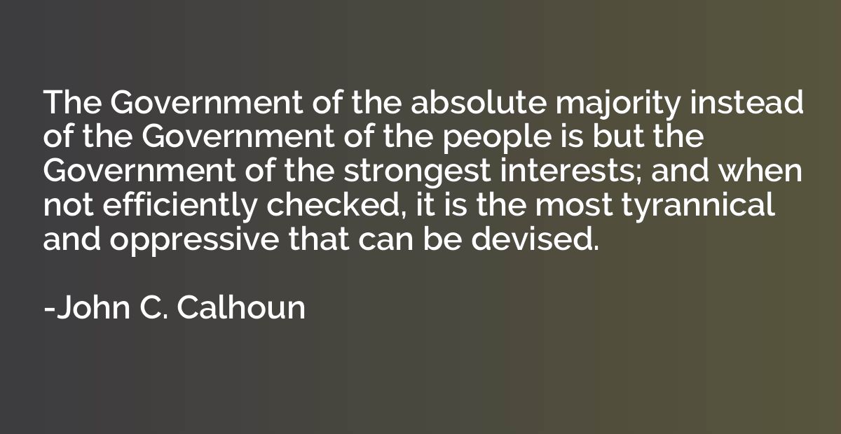 The Government of the absolute majority instead of the Gover