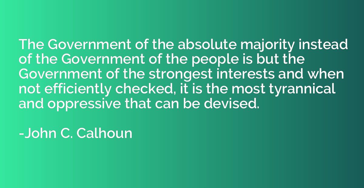The Government of the absolute majority instead of the Gover