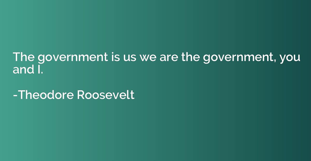 The government is us we are the government, you and I.