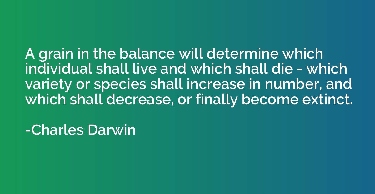 A grain in the balance will determine which individual shall