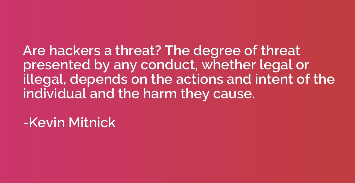 Are hackers a threat? The degree of threat presented by any 