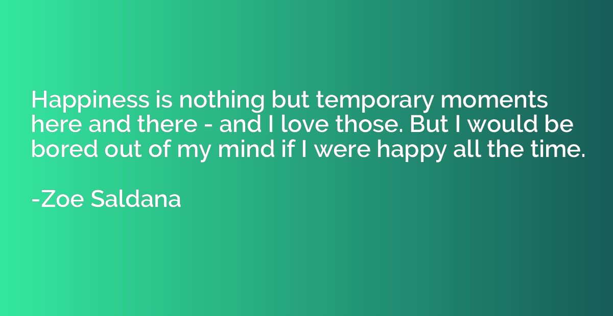 Happiness is nothing but temporary moments here and there - 