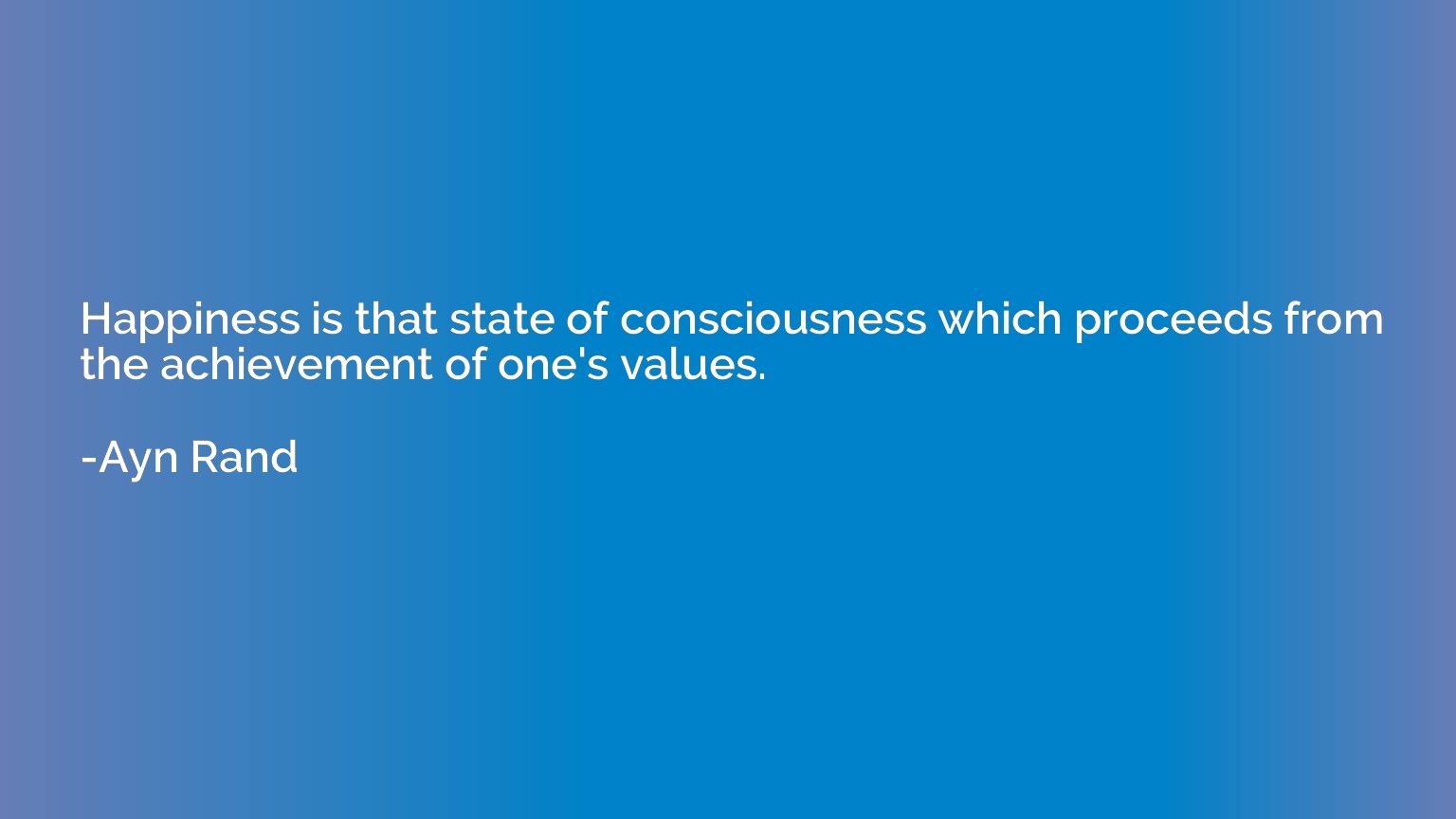 Happiness is that state of consciousness which proceeds from