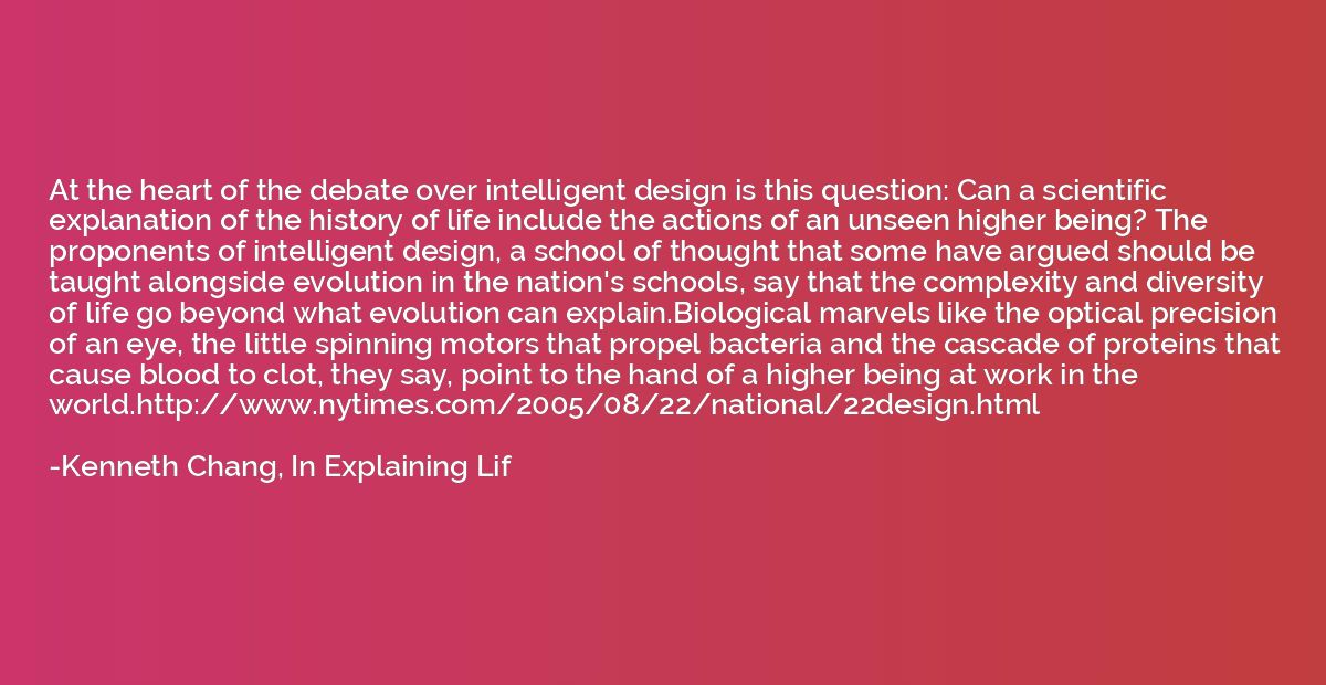 At the heart of the debate over intelligent design is this q