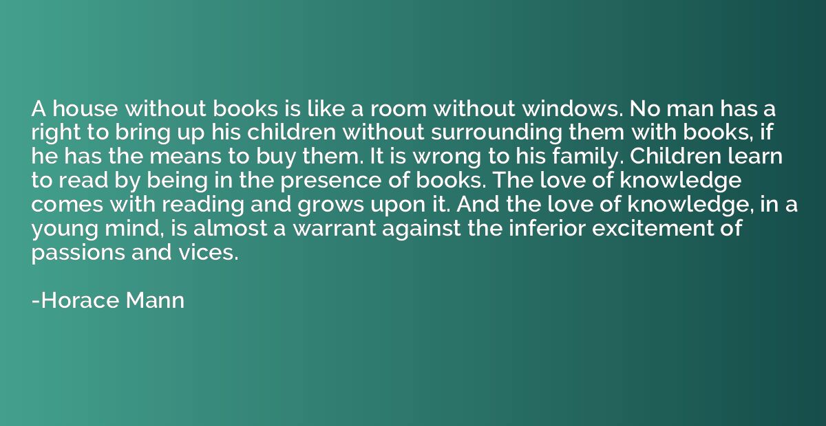 A house without books is like a room without windows. No man