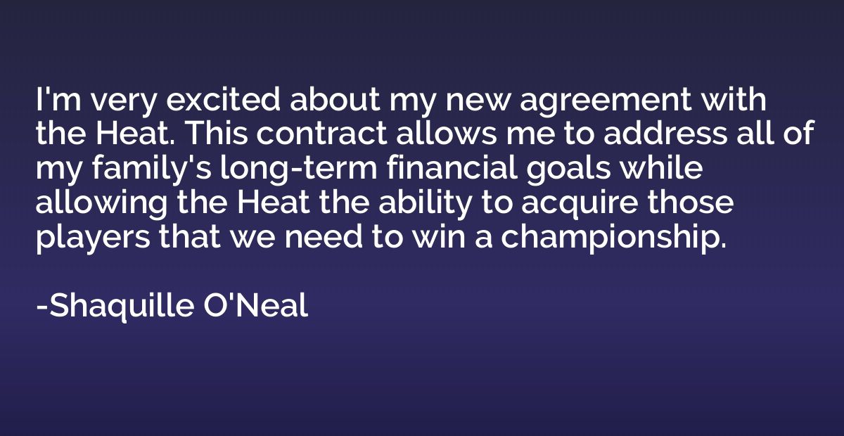I'm very excited about my new agreement with the Heat. This 