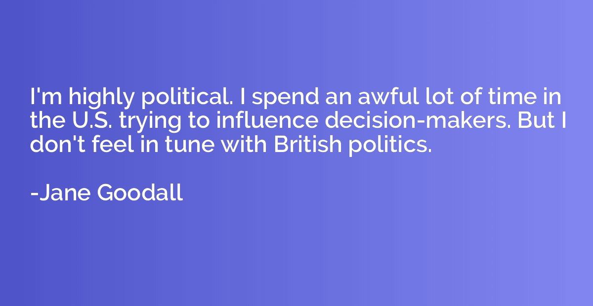 I'm highly political. I spend an awful lot of time in the U.