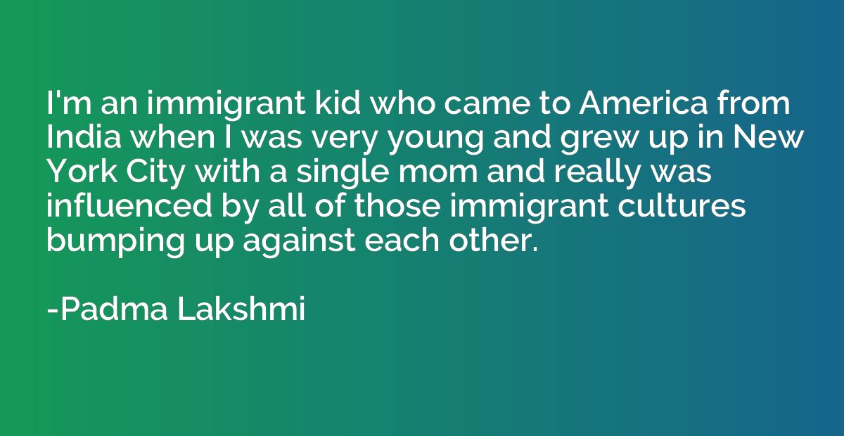 I'm an immigrant kid who came to America from India when I w