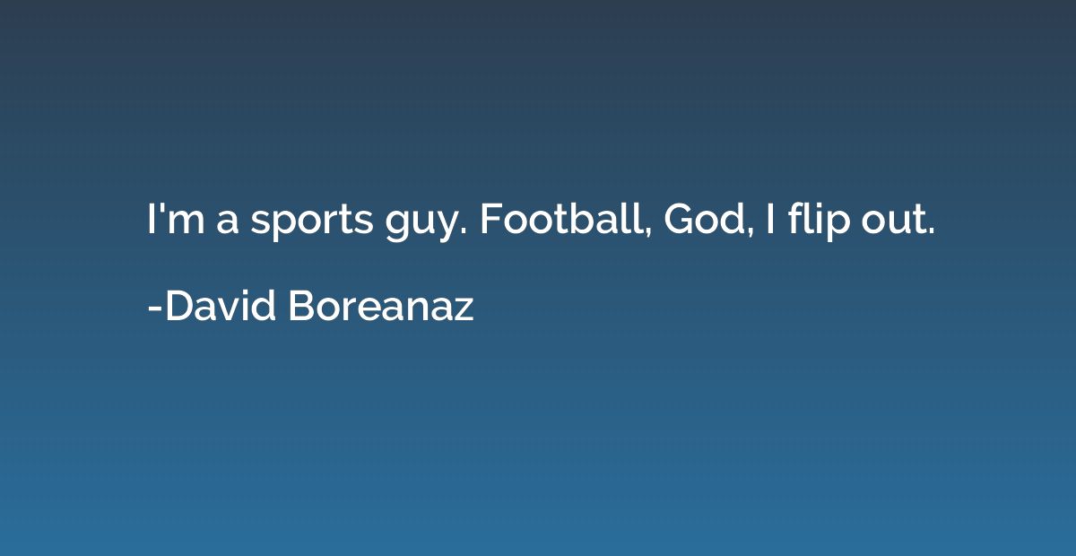 I'm a sports guy. Football, God, I flip out.