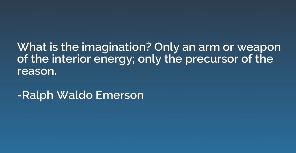 What is the imagination? Only an arm or weapon of the interi