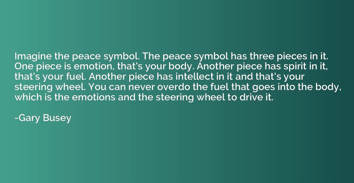 Imagine the peace symbol. The peace symbol has three pieces 