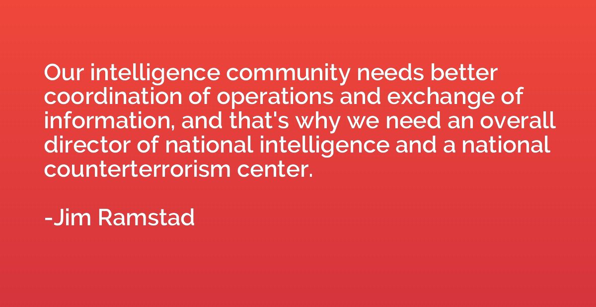 Our intelligence community needs better coordination of oper