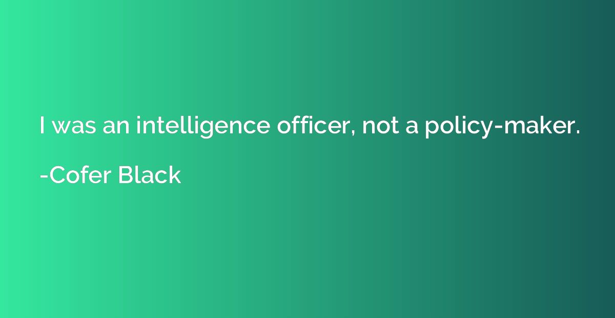 I was an intelligence officer, not a policy-maker.