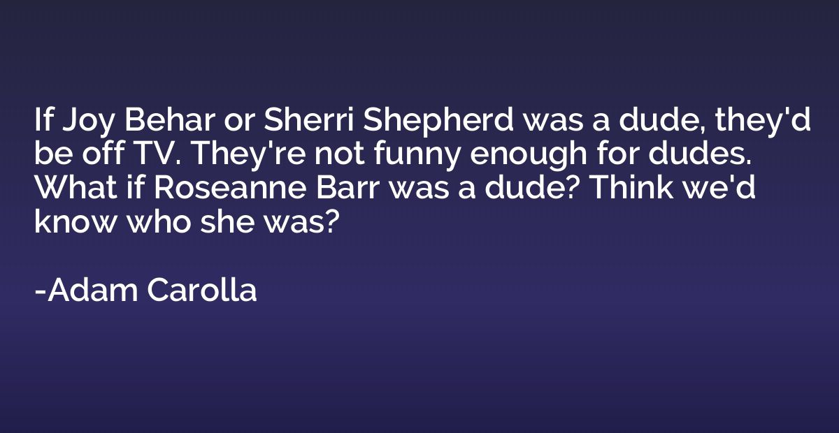 If Joy Behar or Sherri Shepherd was a dude, they'd be off TV