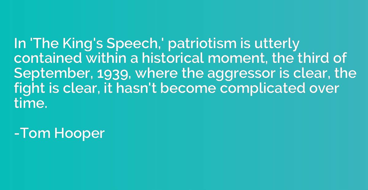 In 'The King's Speech,' patriotism is utterly contained with
