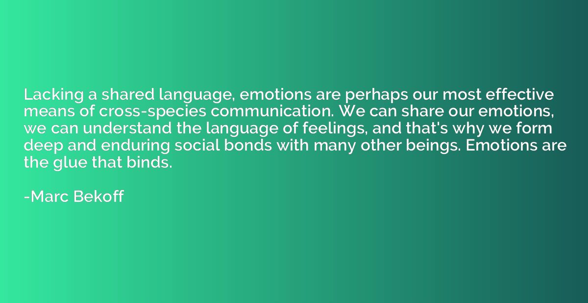 Lacking a shared language, emotions are perhaps our most eff