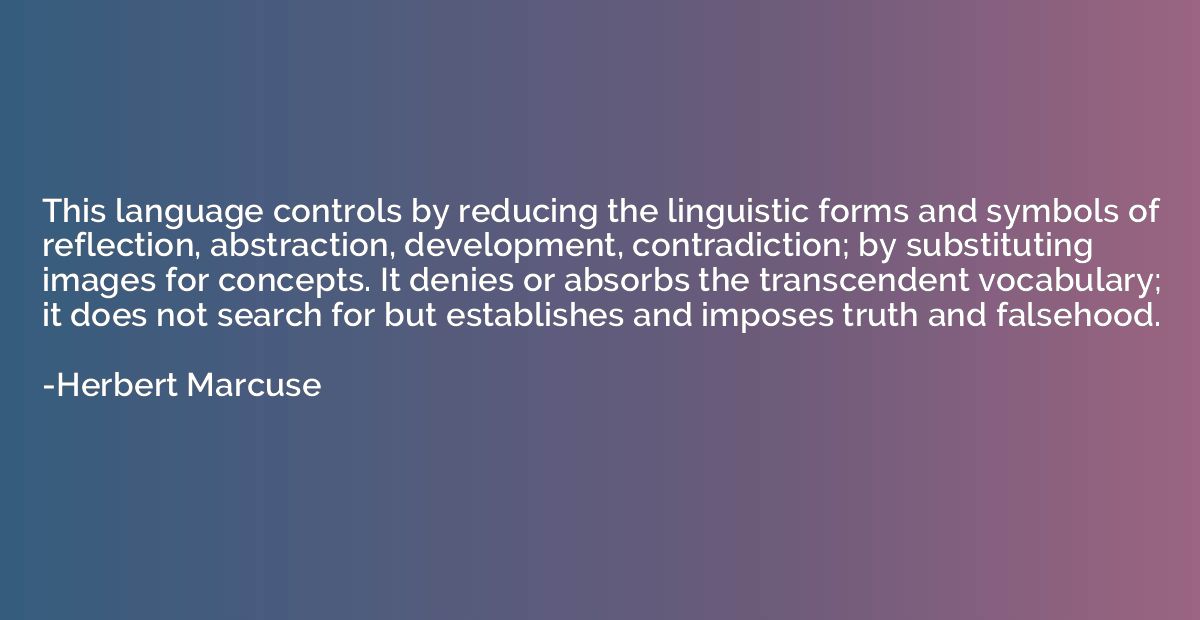This language controls by reducing the linguistic forms and 