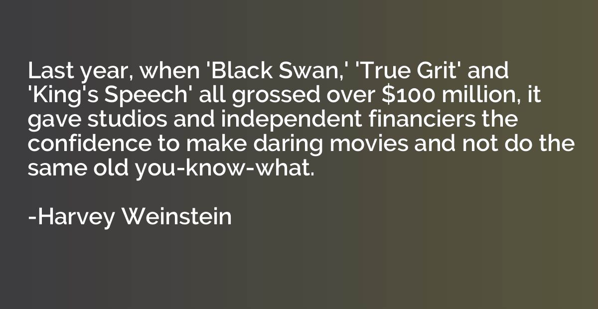 Last year, when 'Black Swan,' 'True Grit' and 'King's Speech