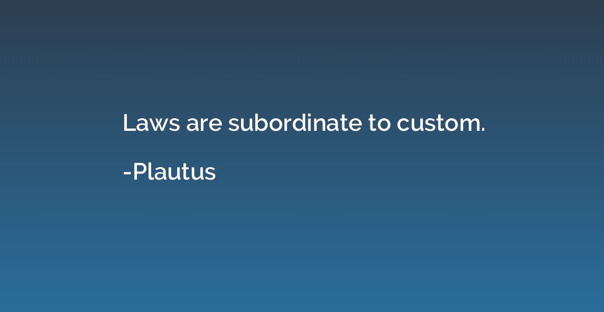 Laws are subordinate to custom.