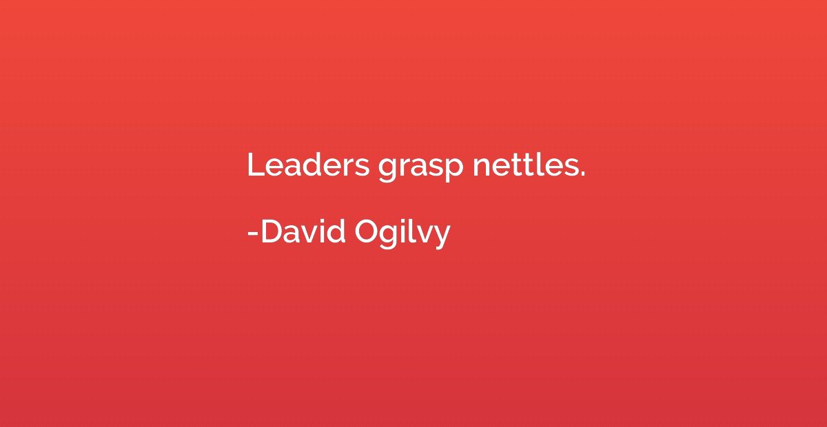 Leaders grasp nettles.
