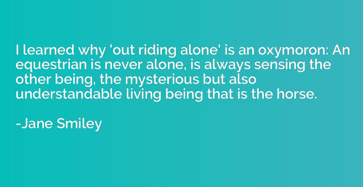I learned why 'out riding alone' is an oxymoron: An equestri