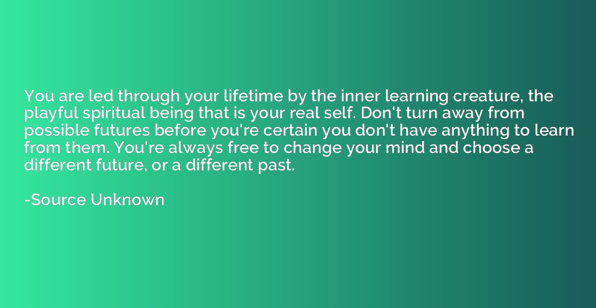 You are led through your lifetime by the inner learning crea