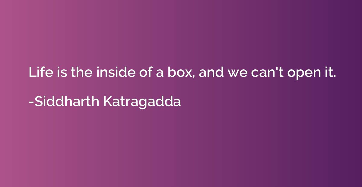 Life is the inside of a box, and we can't open it.