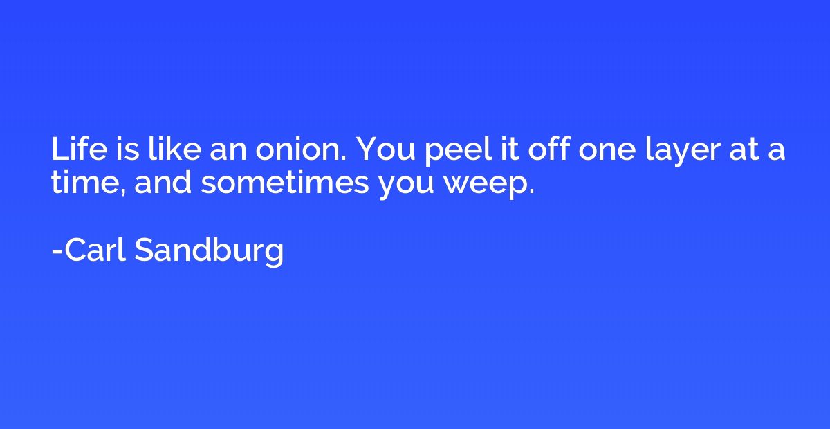 Life is like an onion. You peel it off one layer at a time, 