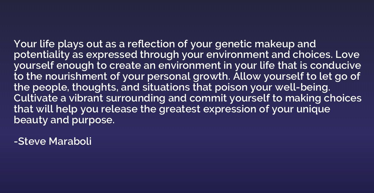 Your life plays out as a reflection of your genetic makeup a
