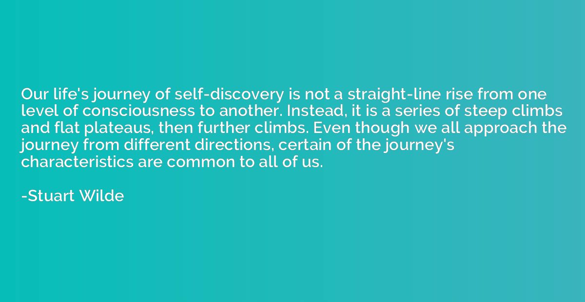 Our life's journey of self-discovery is not a straight-line 